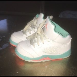 Kids Air Jordan 5s Retro Light Aqua